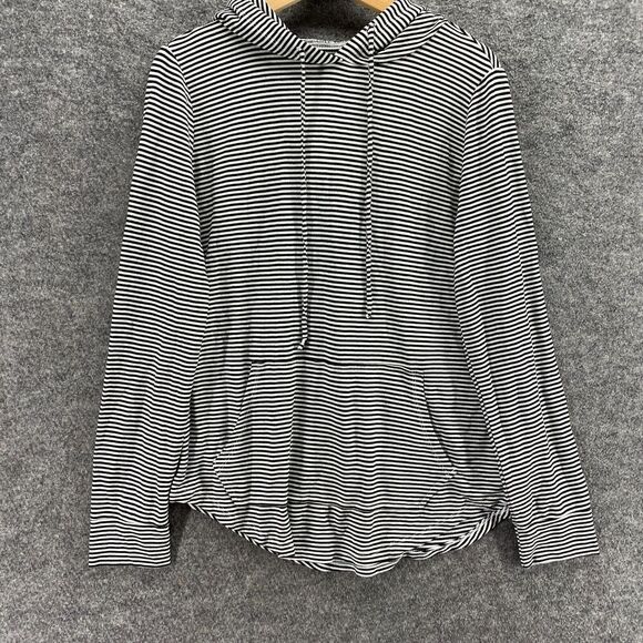 Workshop Hoodie Women M Medium Black Striped Hooded Long Sleeve Pockets Rayon - Picture 4 of 8